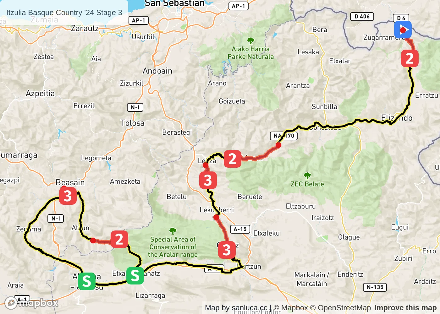 map of the route