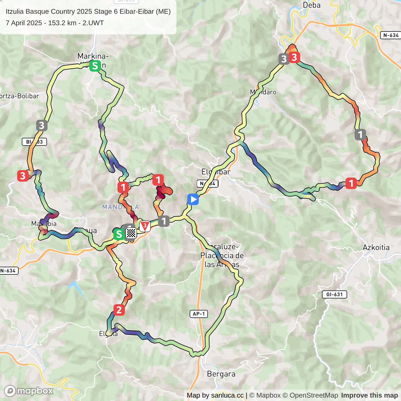 map of the route