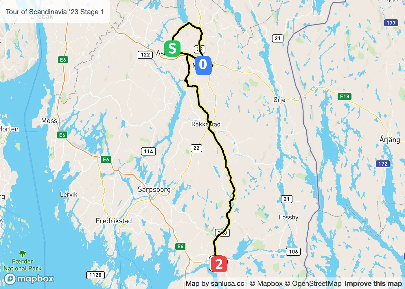 map of the route