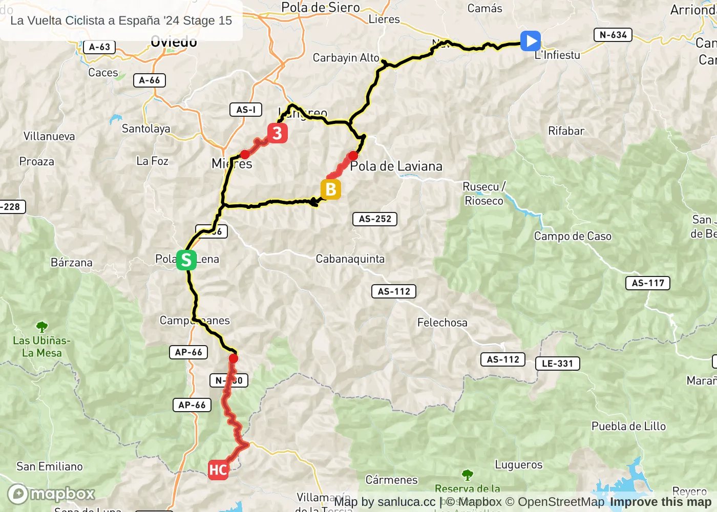 map of the route
