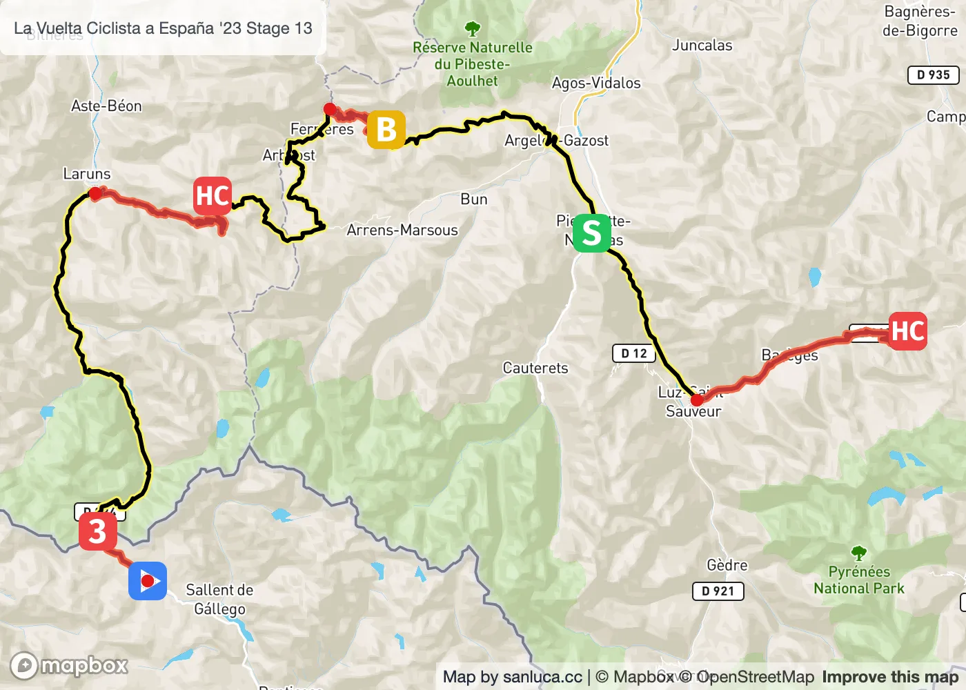 map of the route