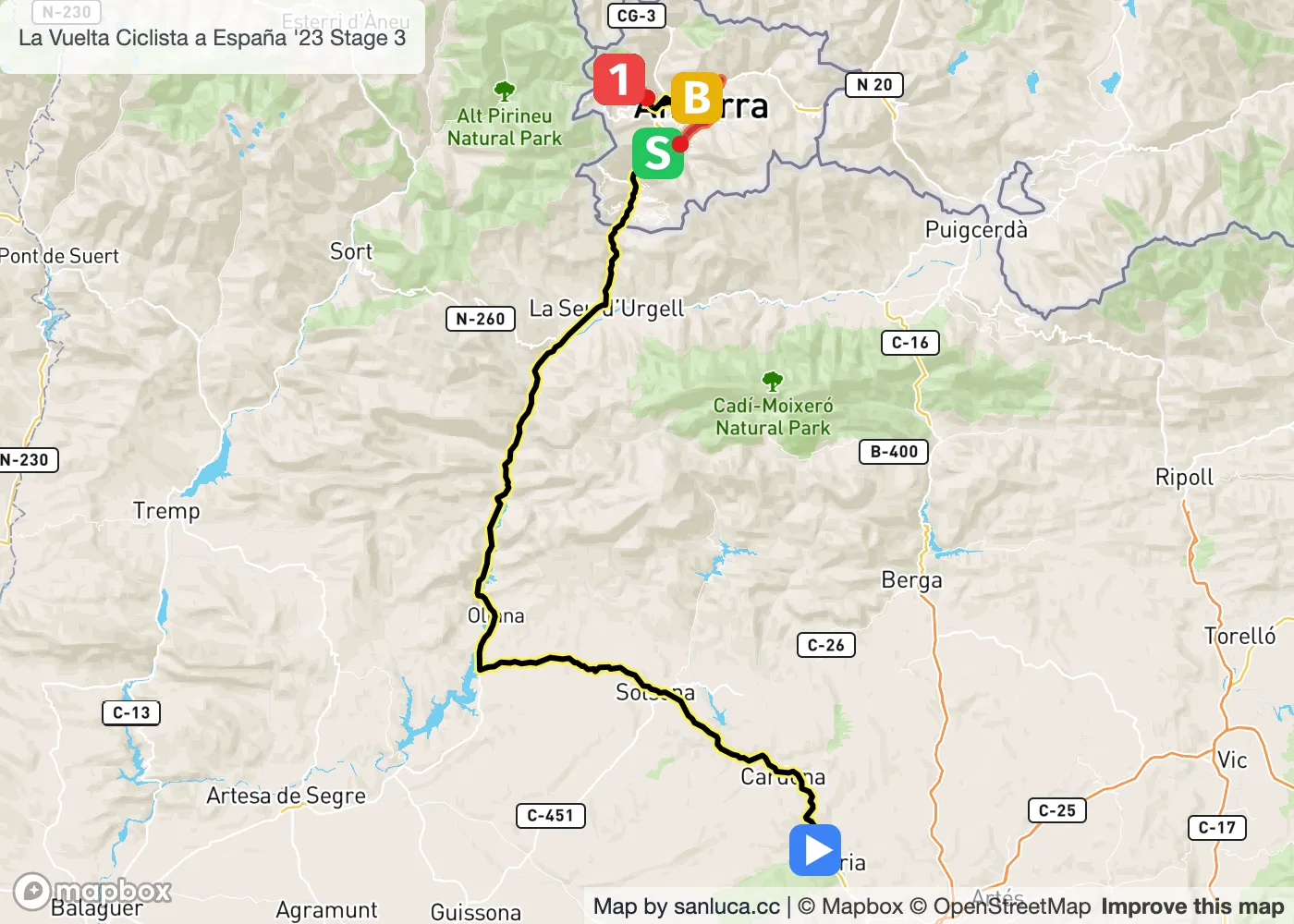 map of the route