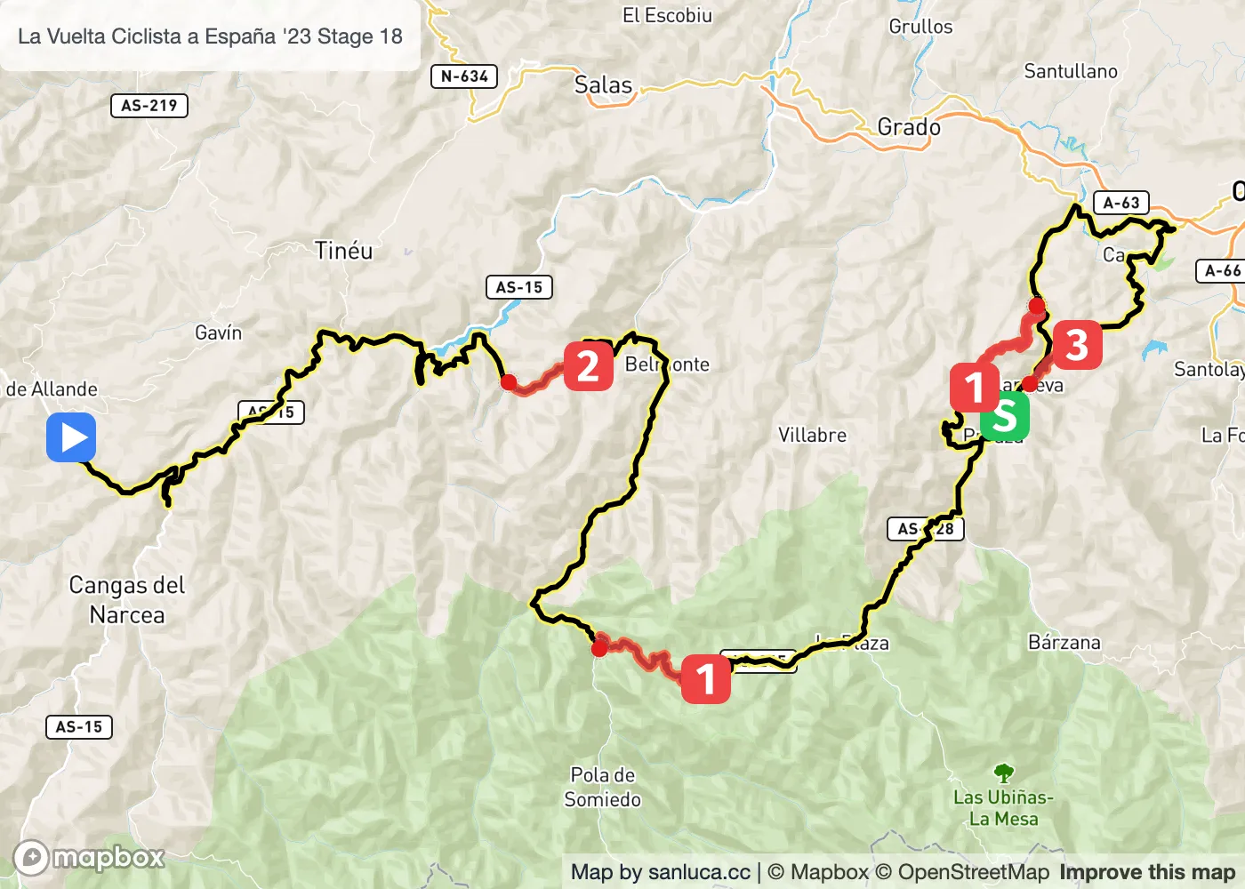 map of the route