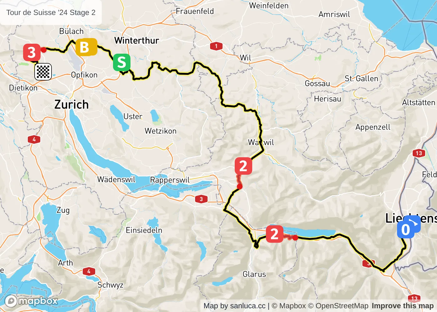 map of the route