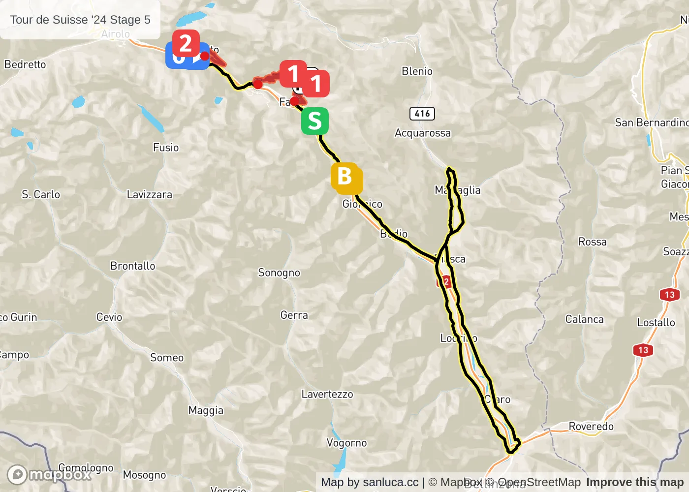 map of the route