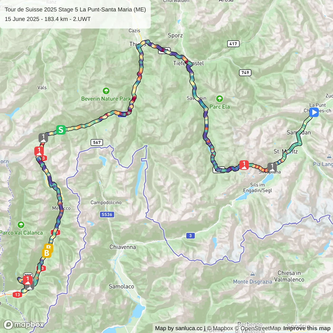 map of the route