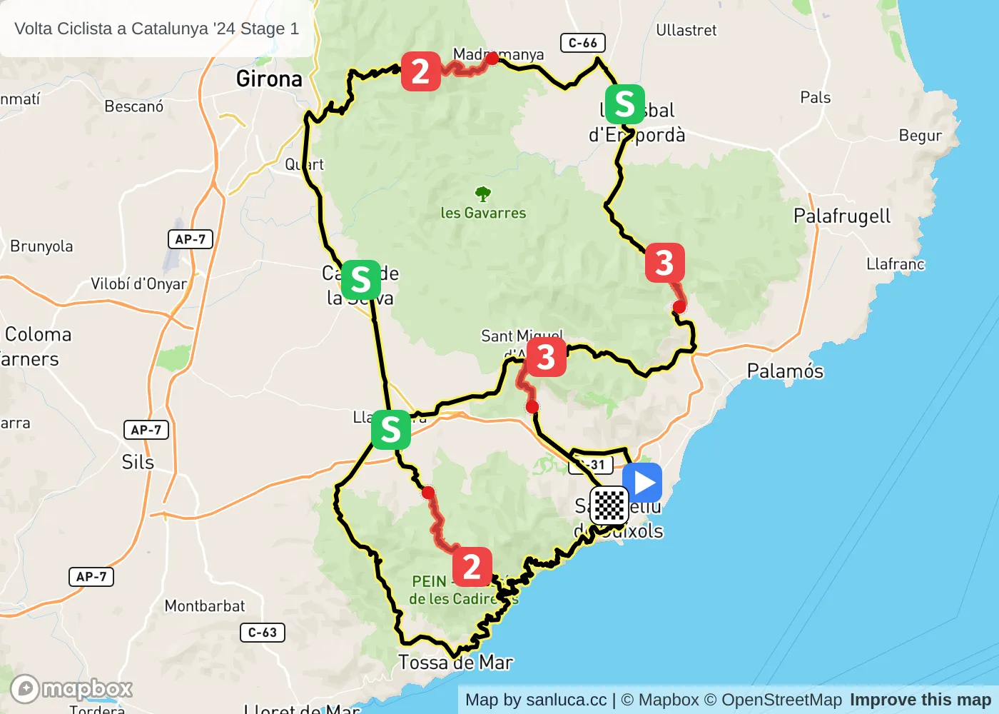 map of the route