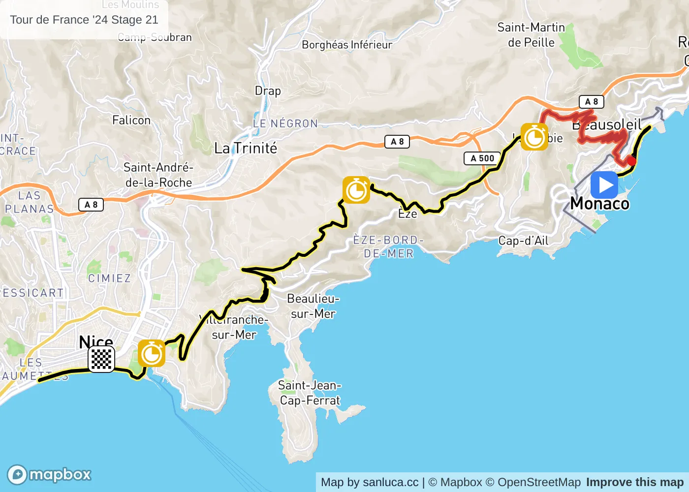 map of the route