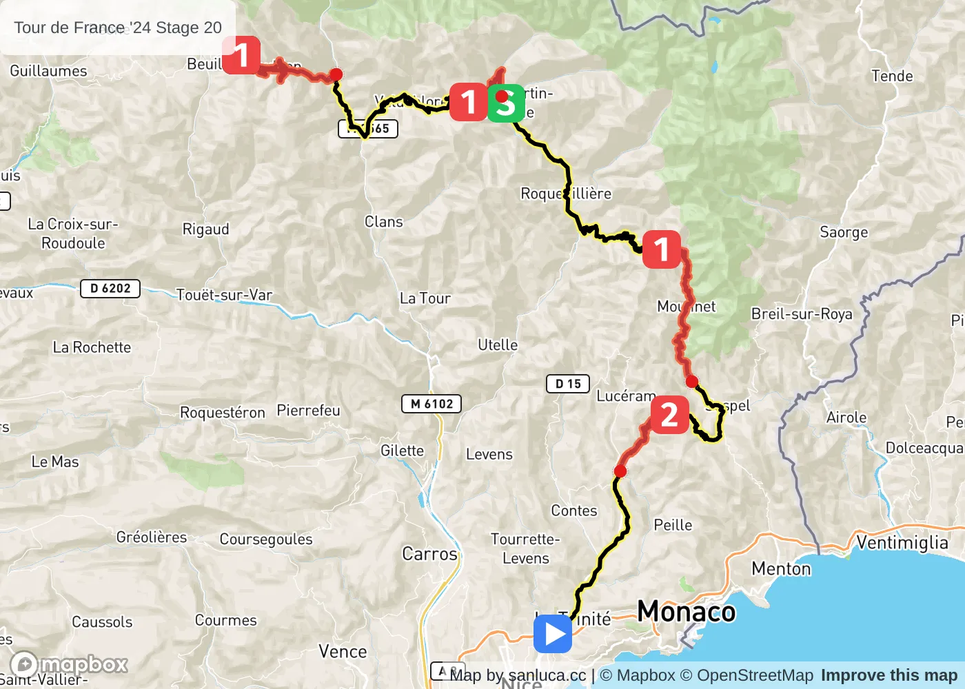 map of the route