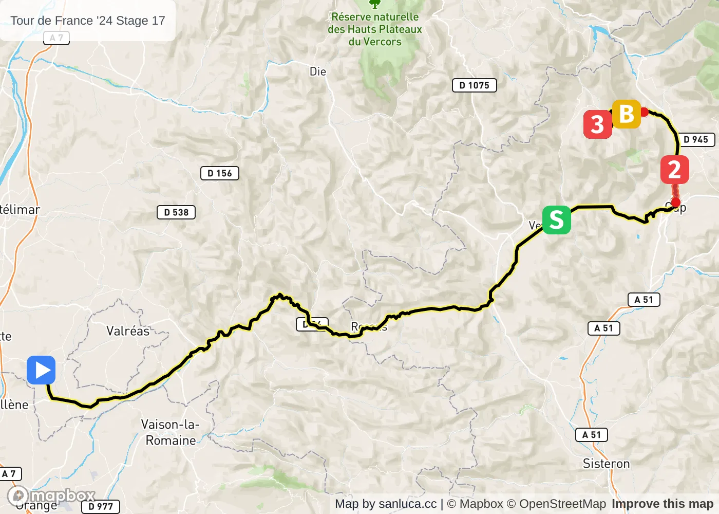 map of the route