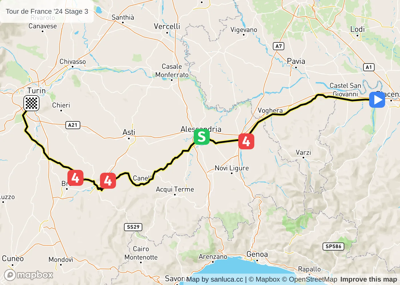 map of the route