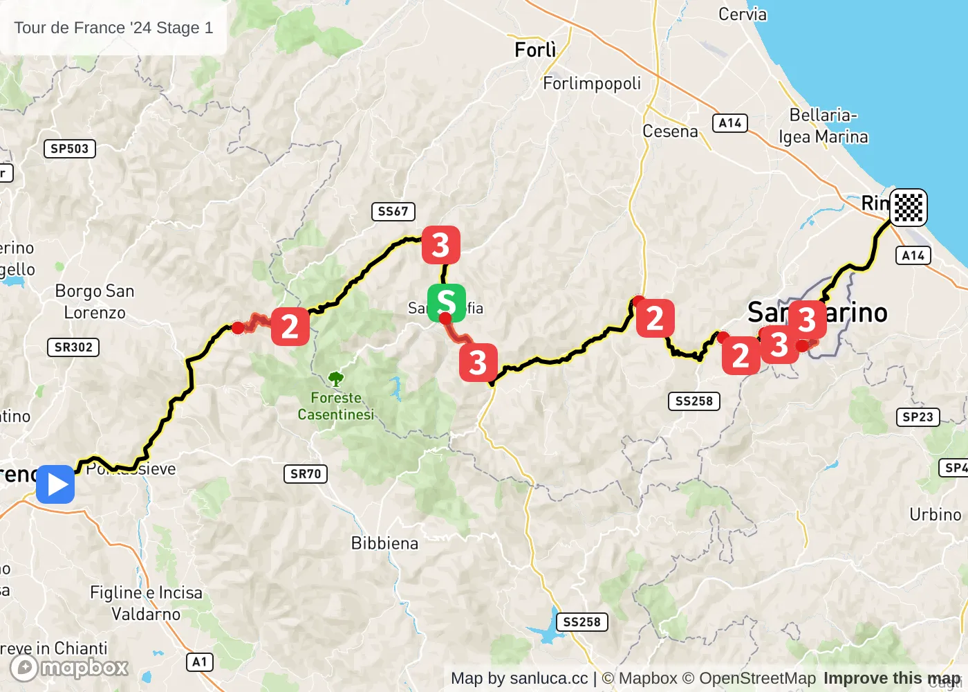 map of the route