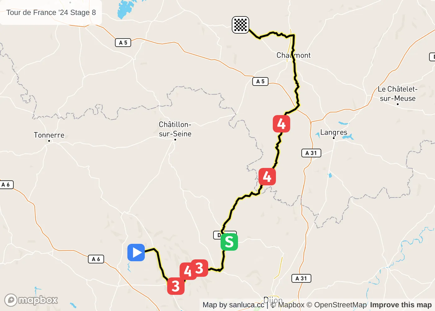 map of the route
