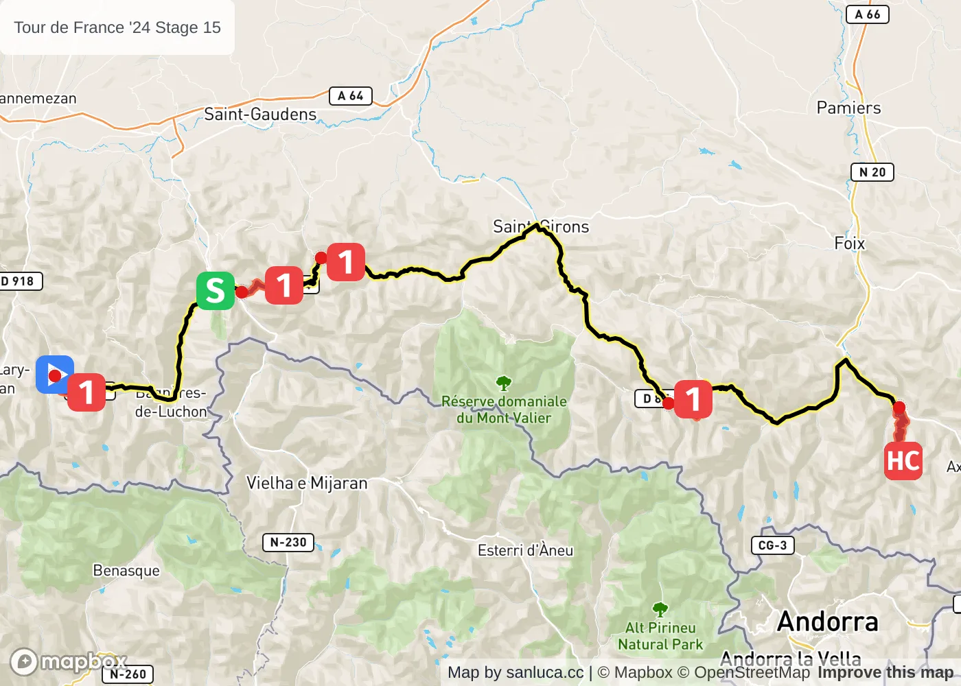 map of the route