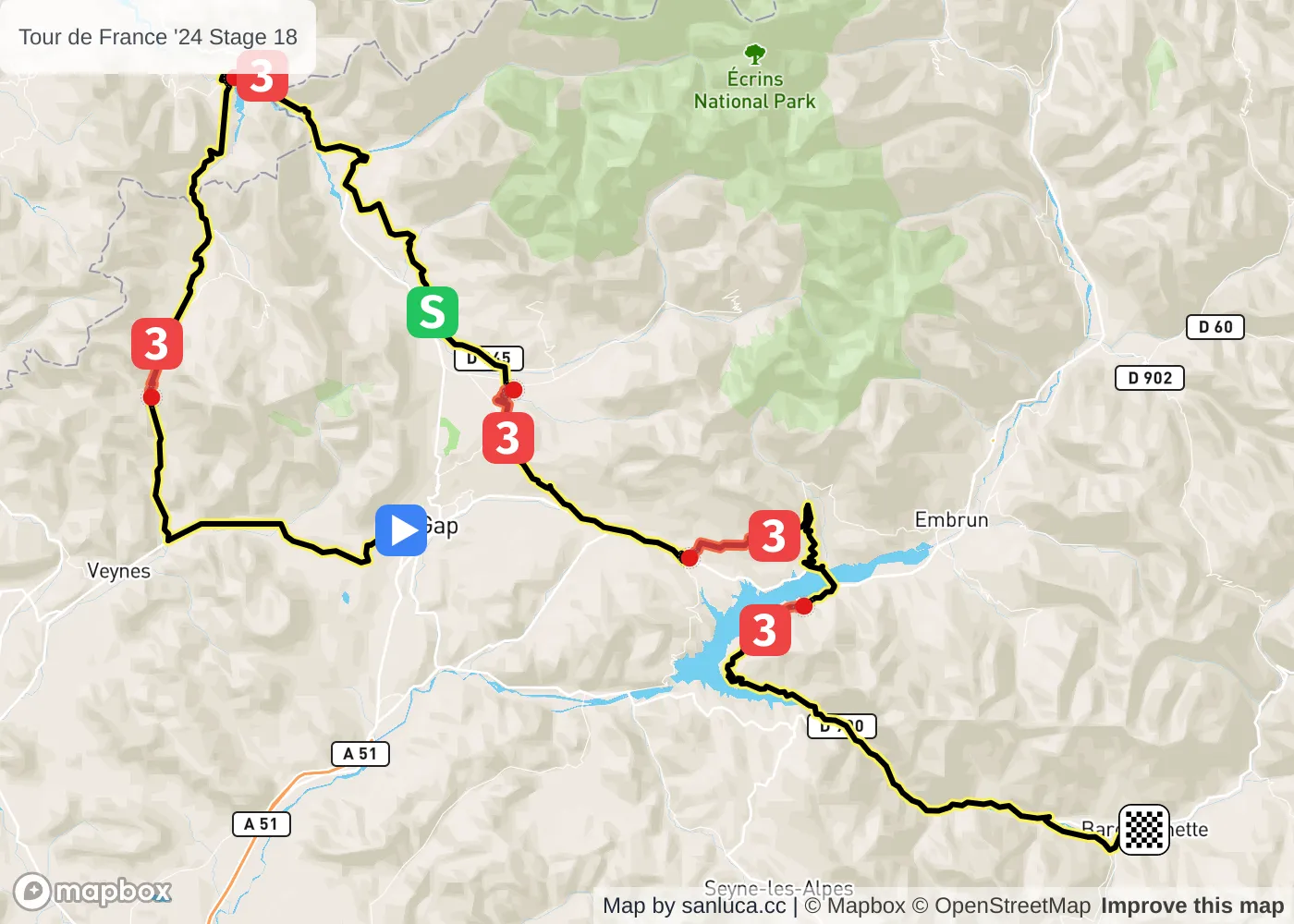map of the route