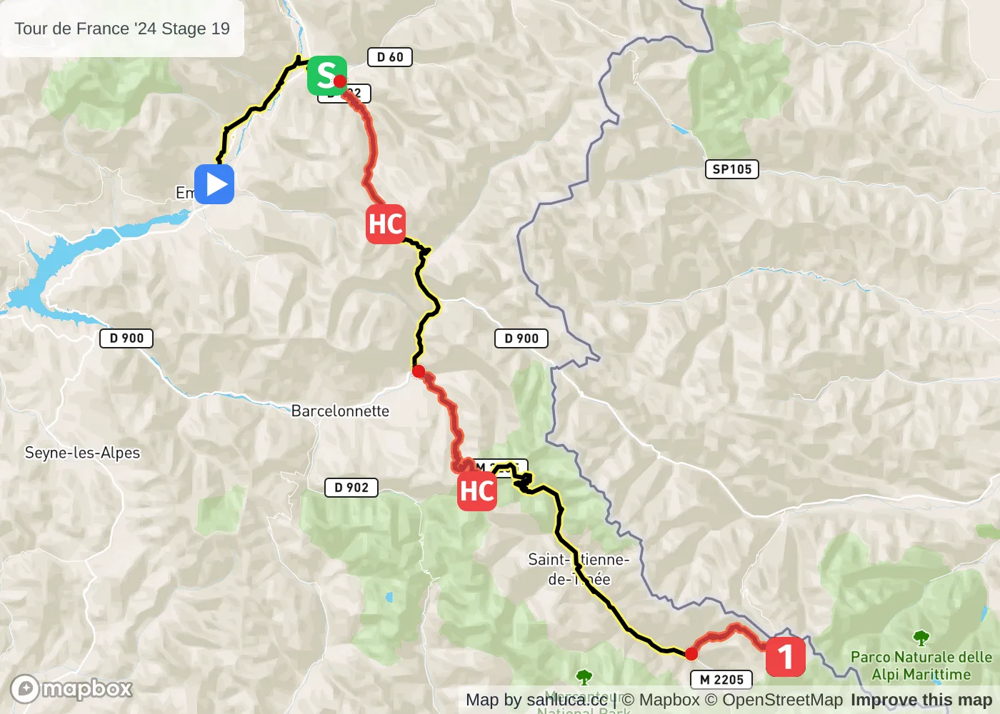 map of the route