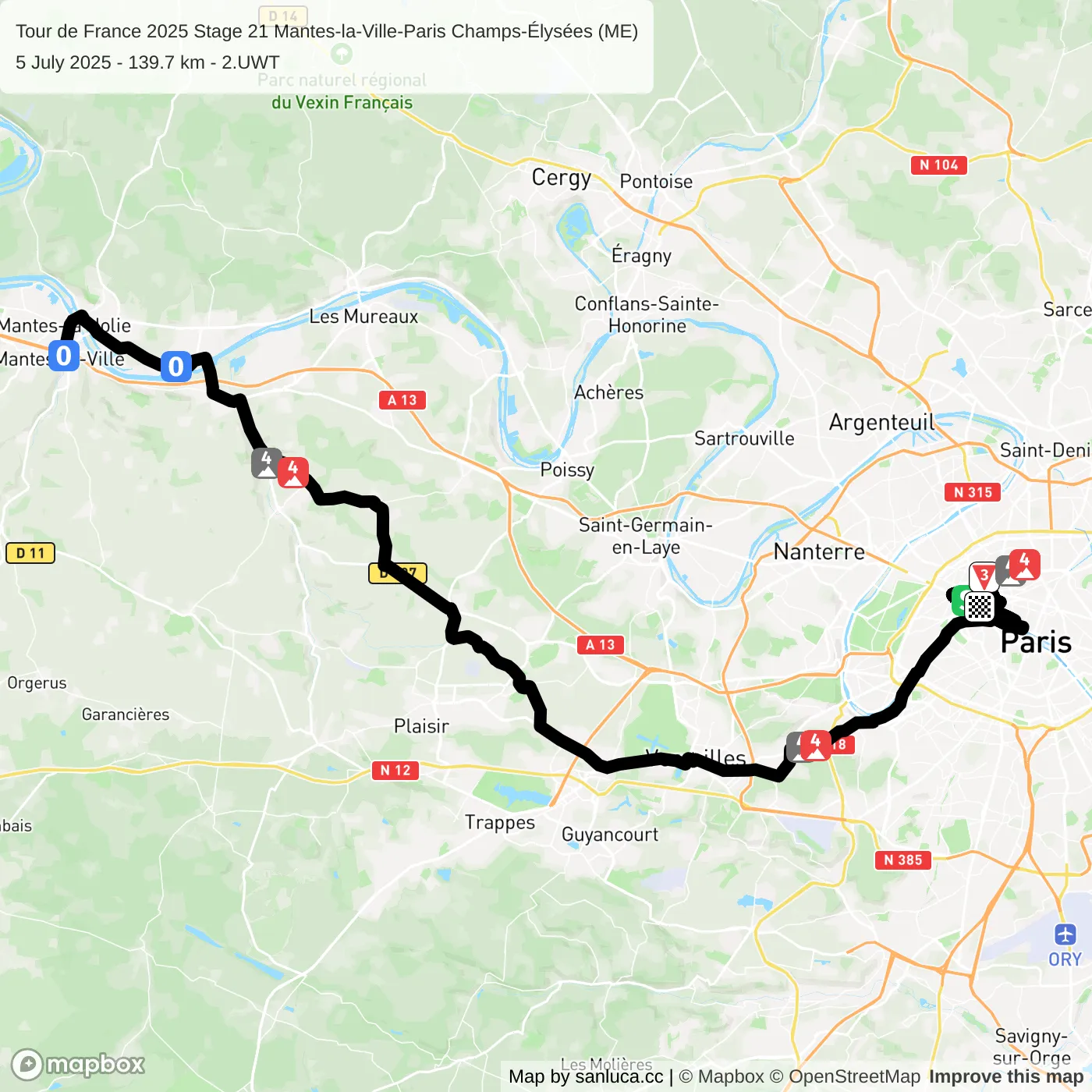 map of the route
