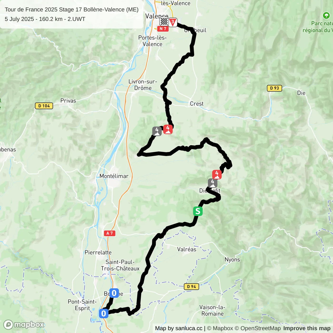 map of the route