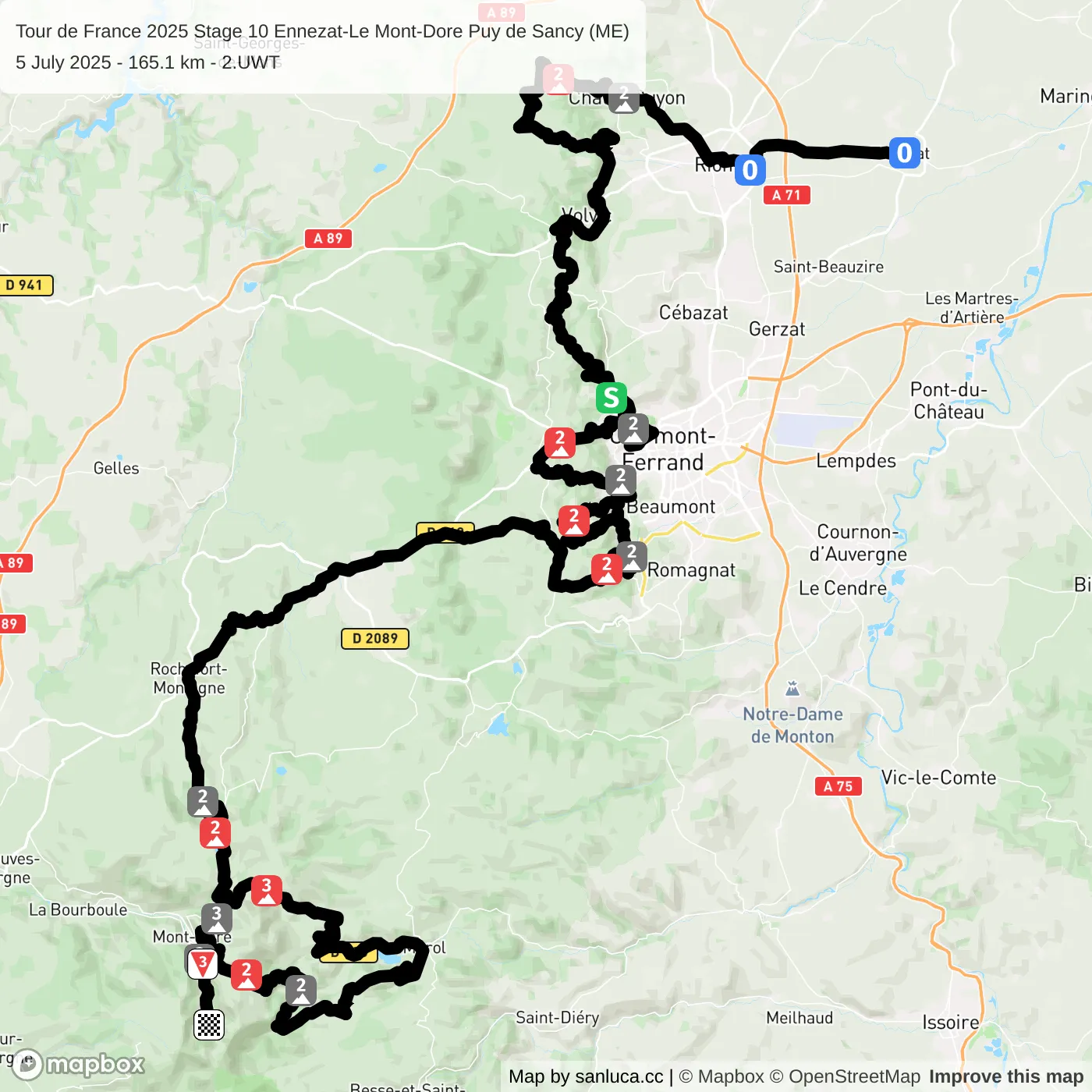 map of the route