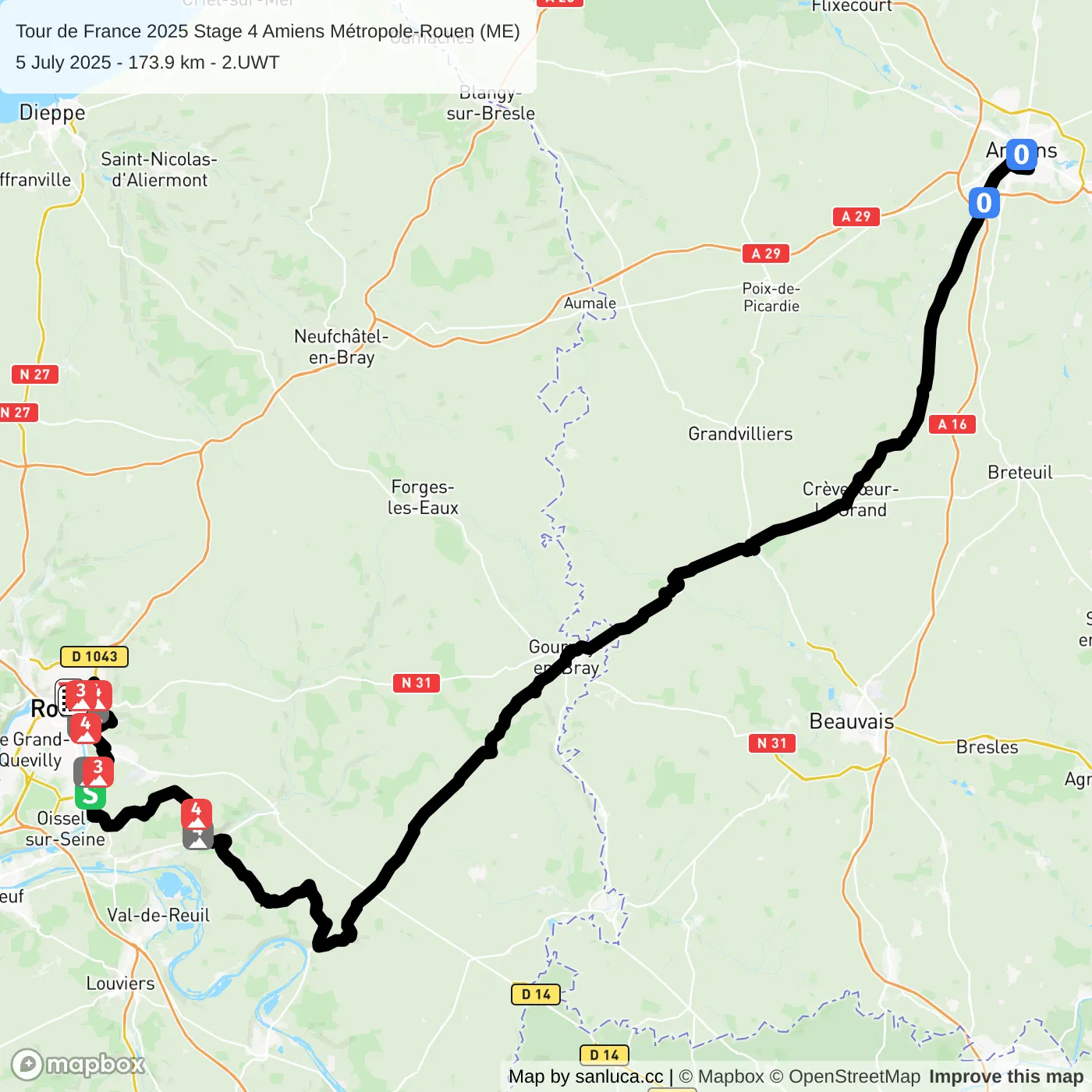 map of the route