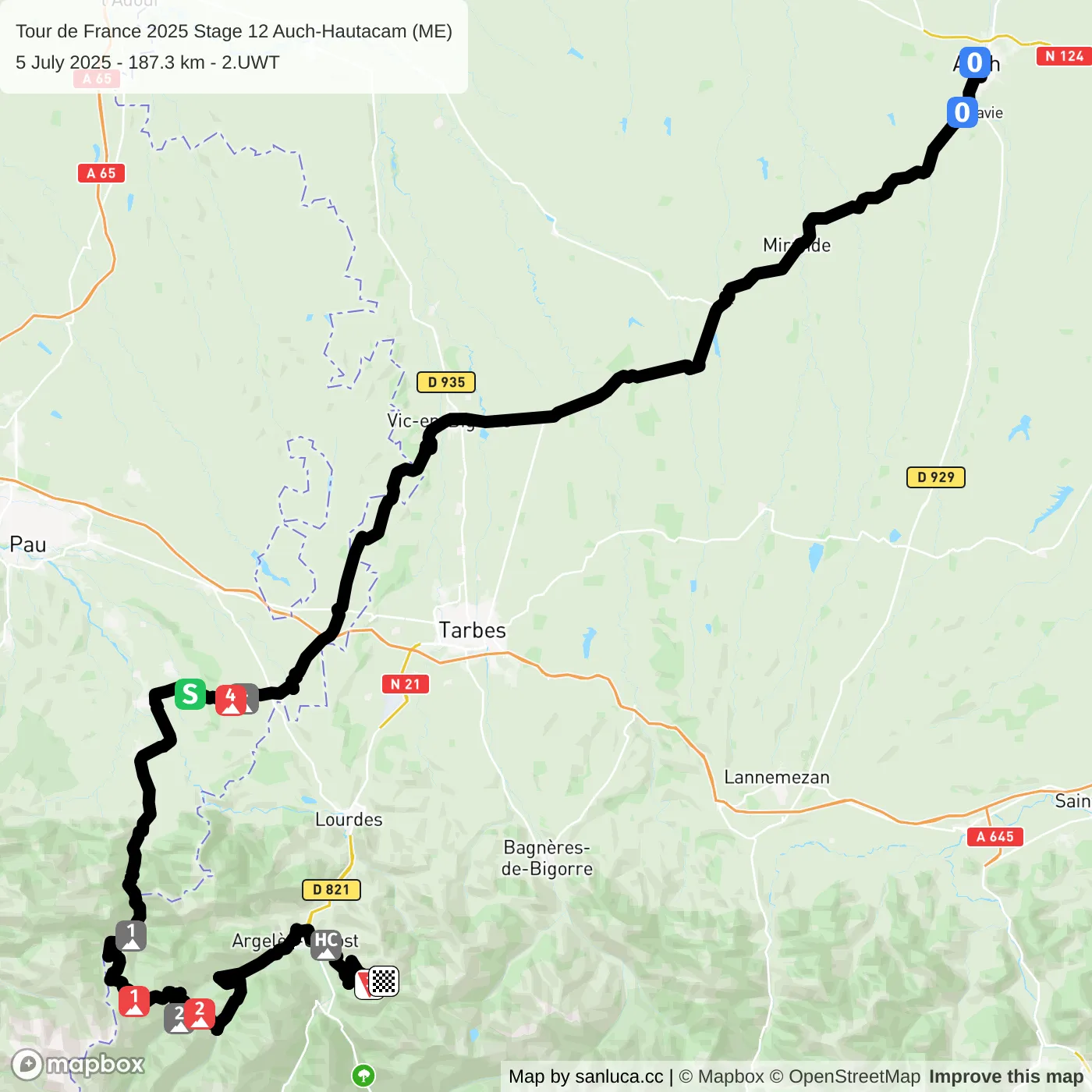 map of the route