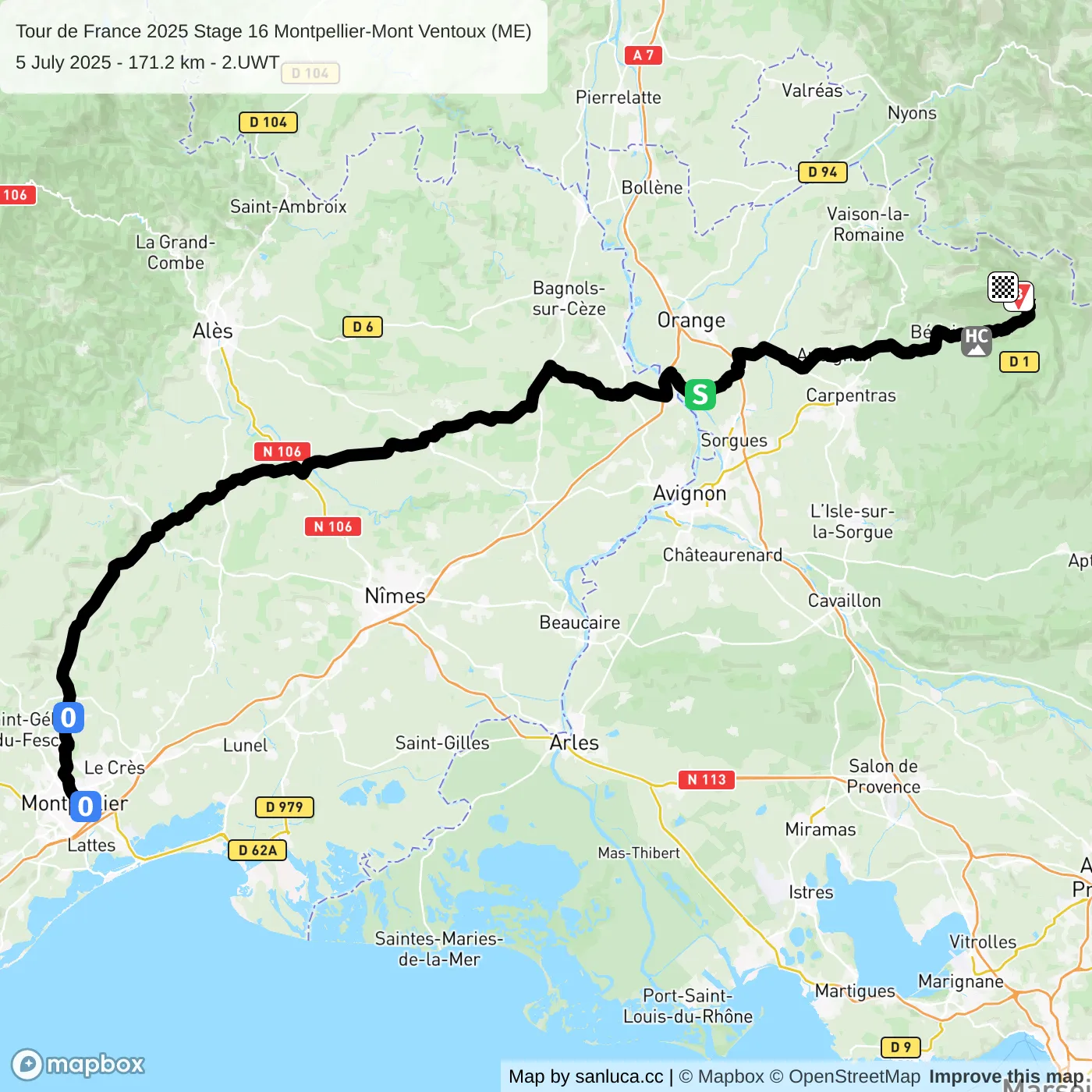 map of the route