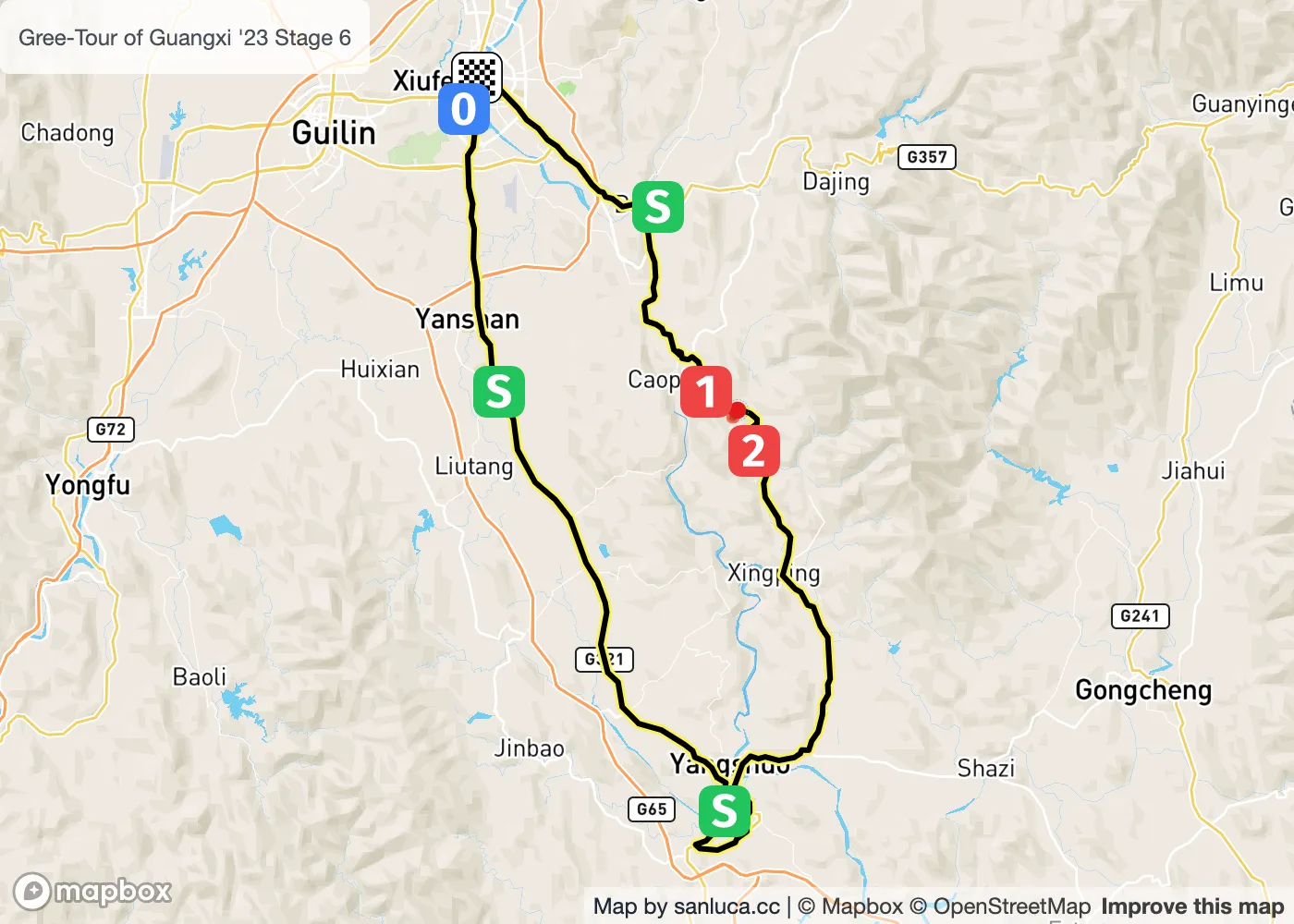 map of the route