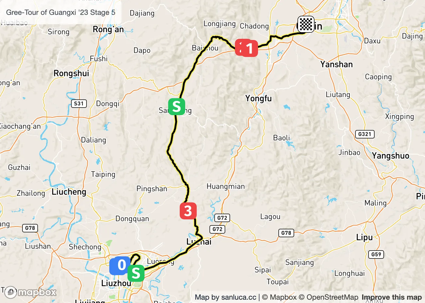 map of the route