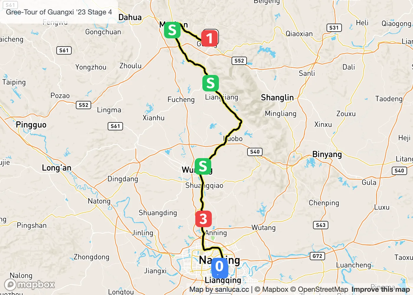 map of the route