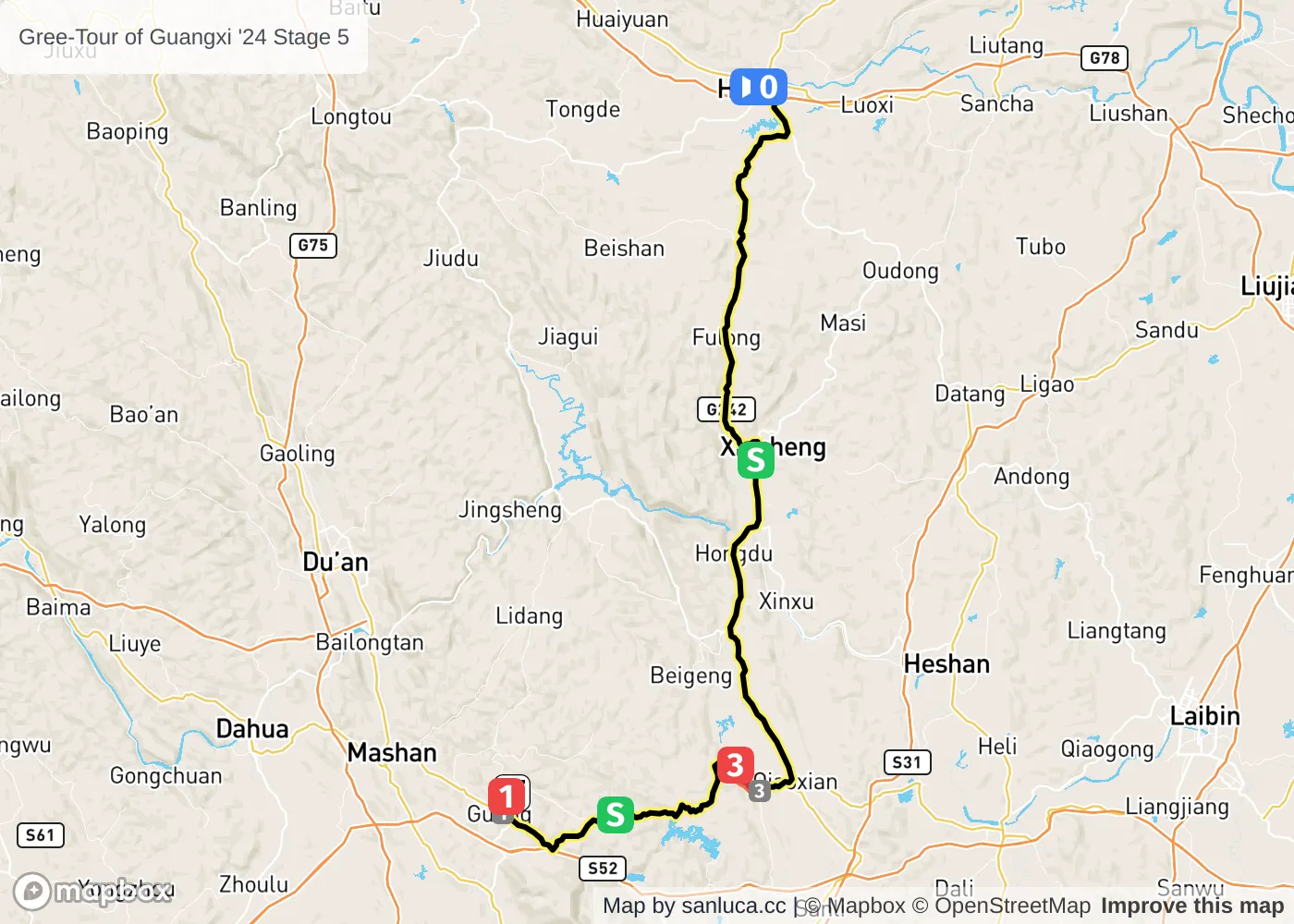 map of the route