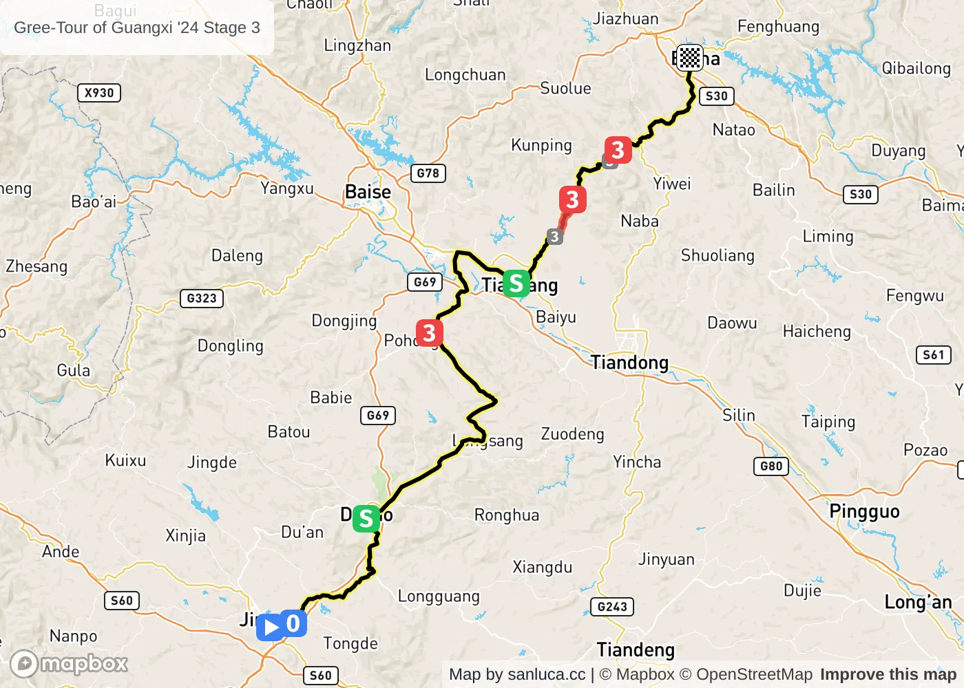 map of the route