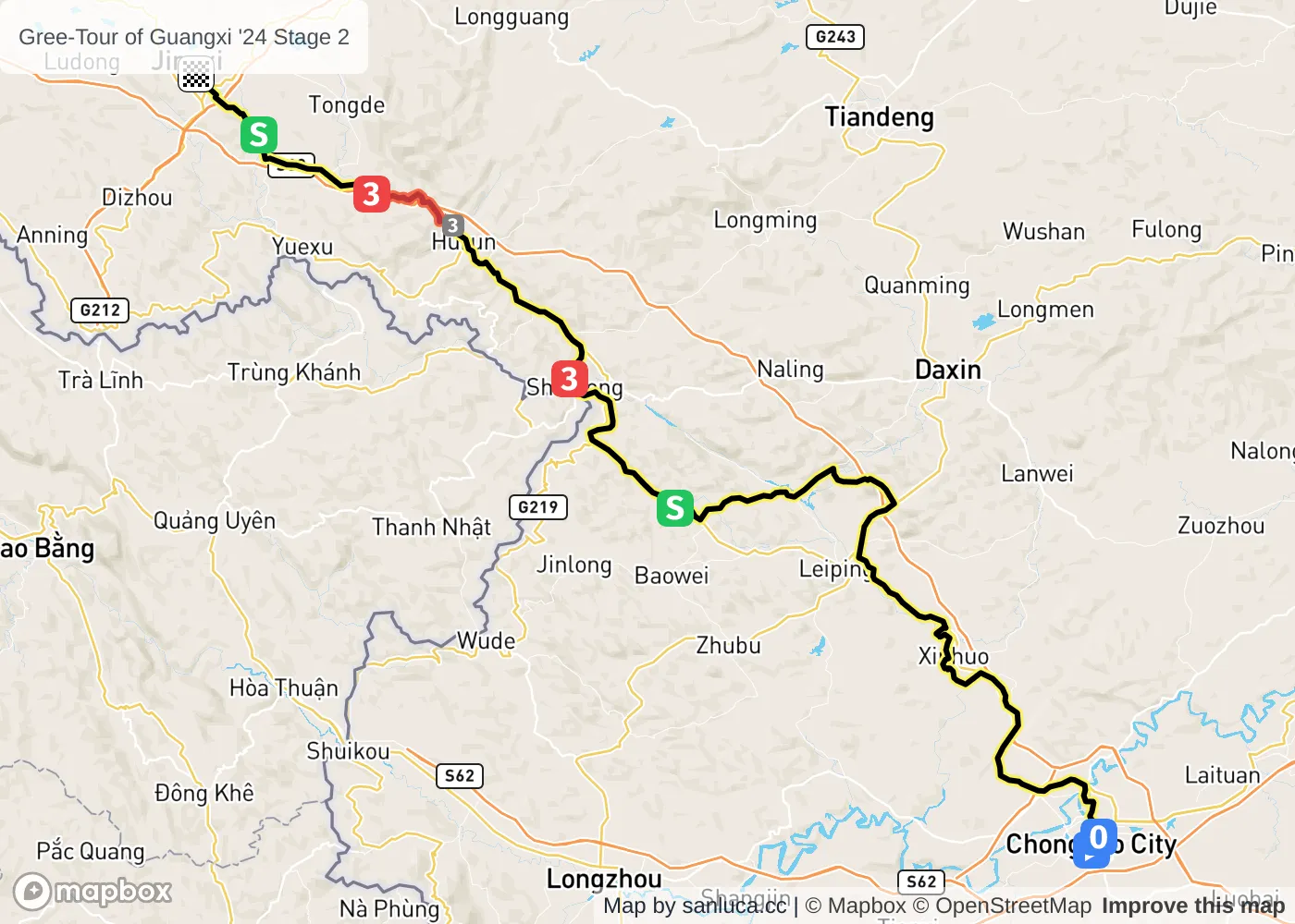 map of the route