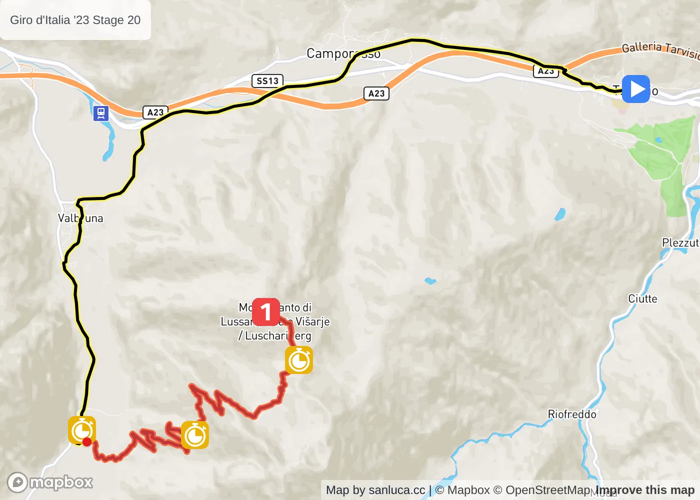 map of the route