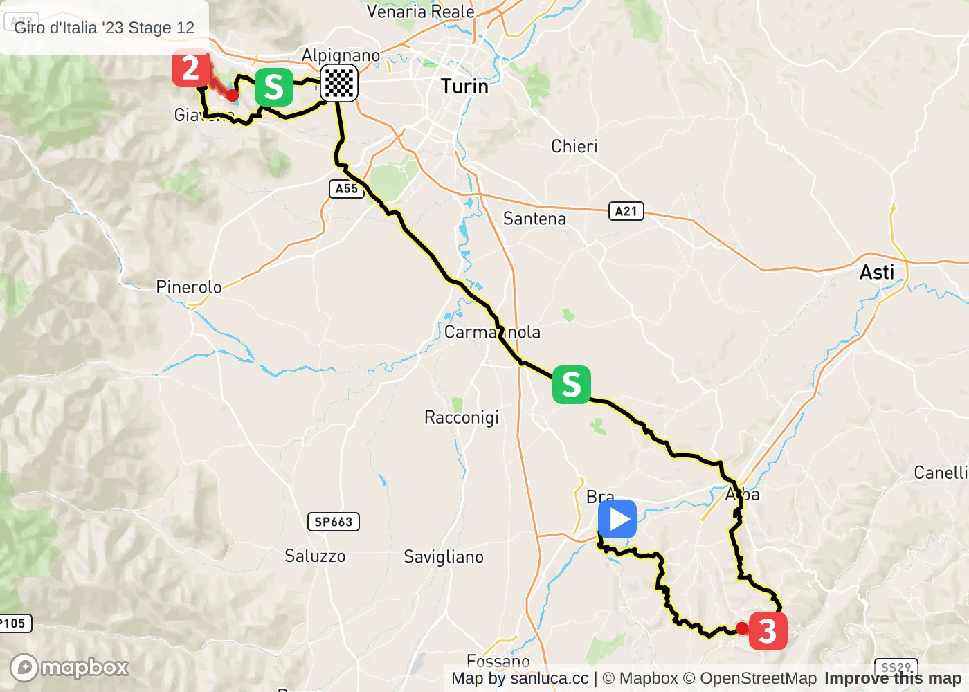 map of the route
