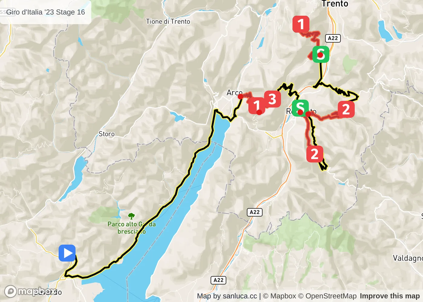 map of the route