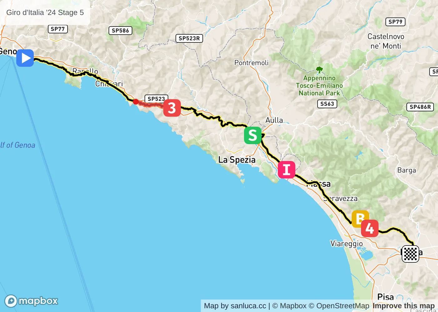 map of the route