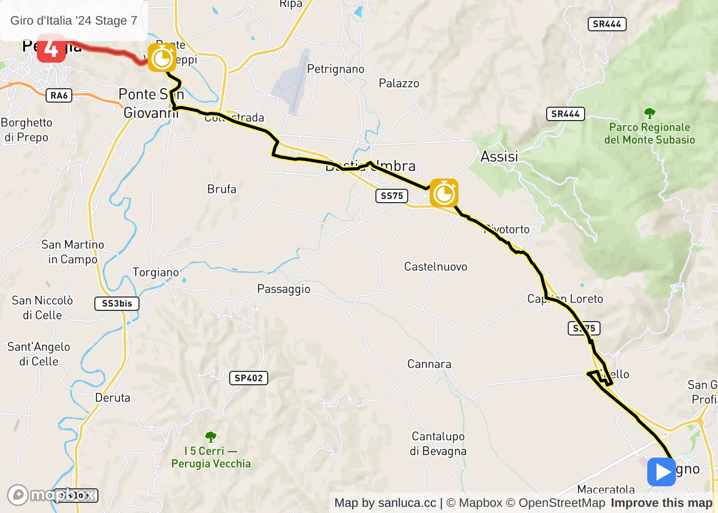 map of the route
