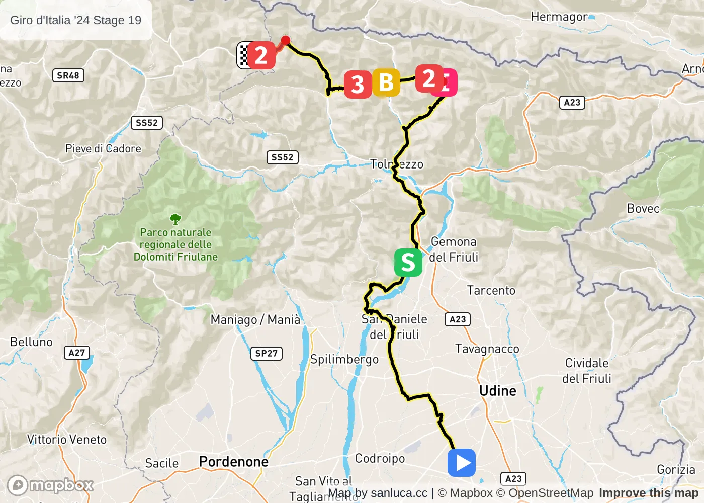 map of the route