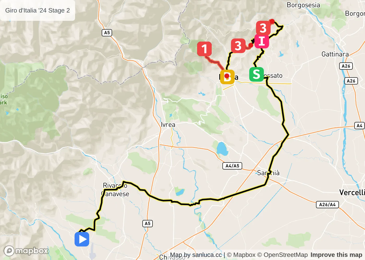 map of the route
