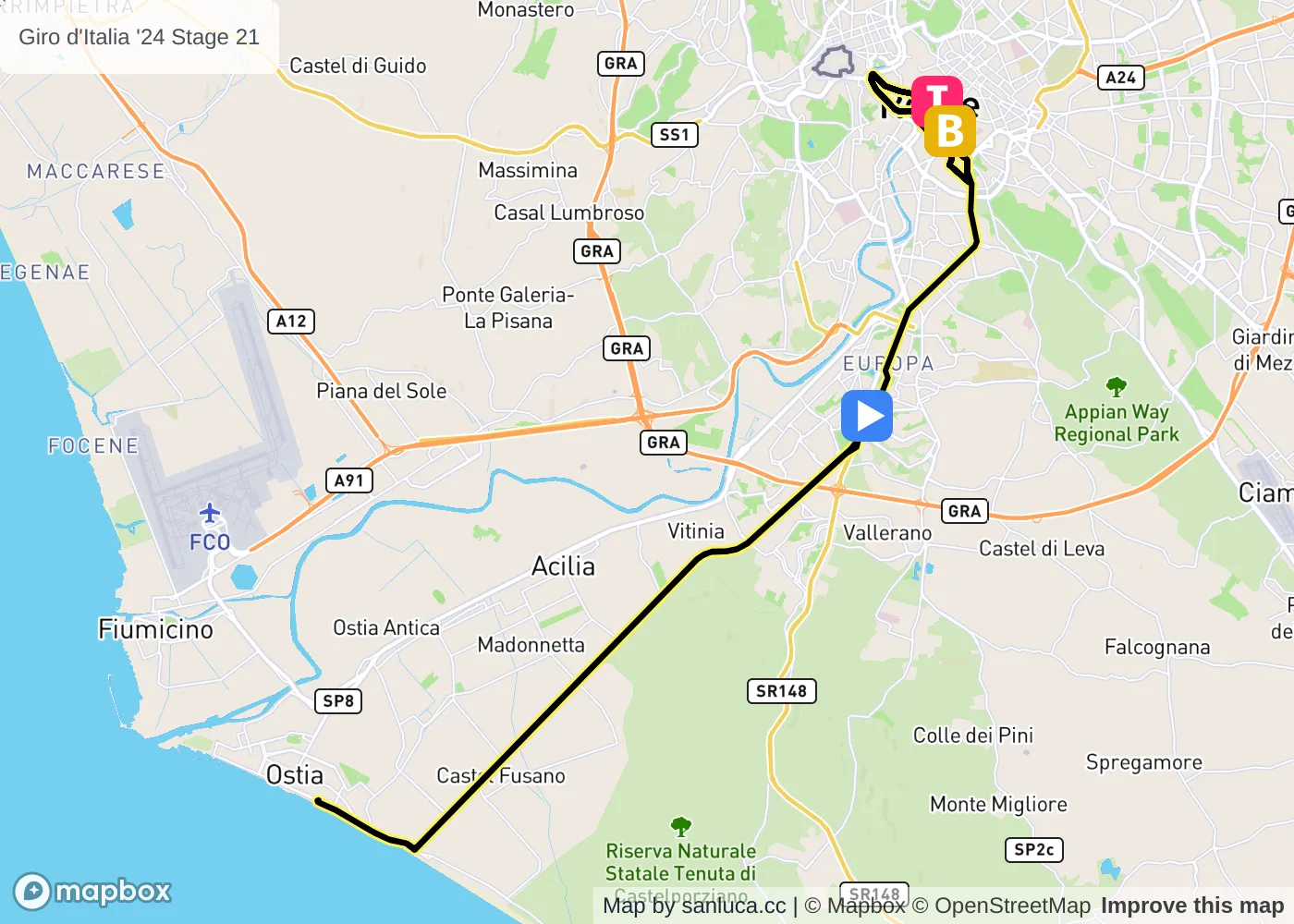 map of the route