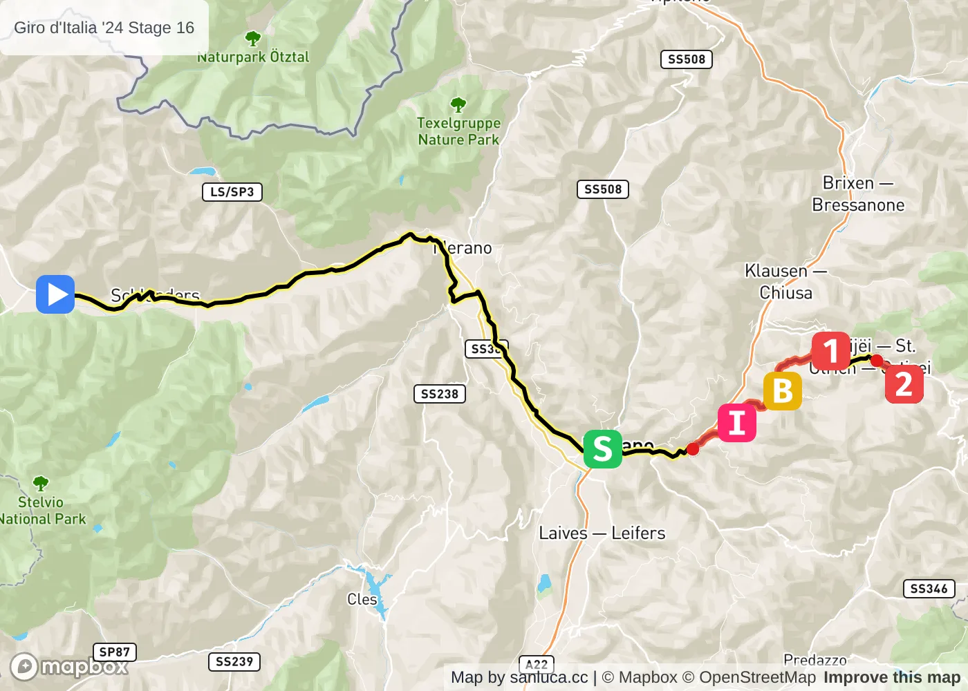 map of the route
