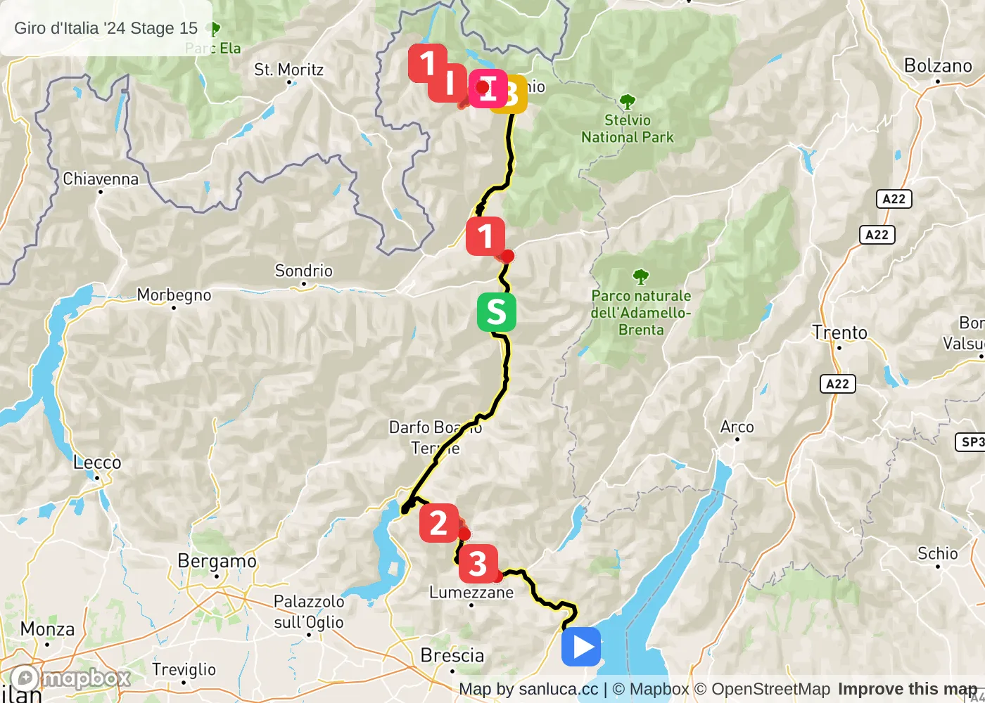 map of the route