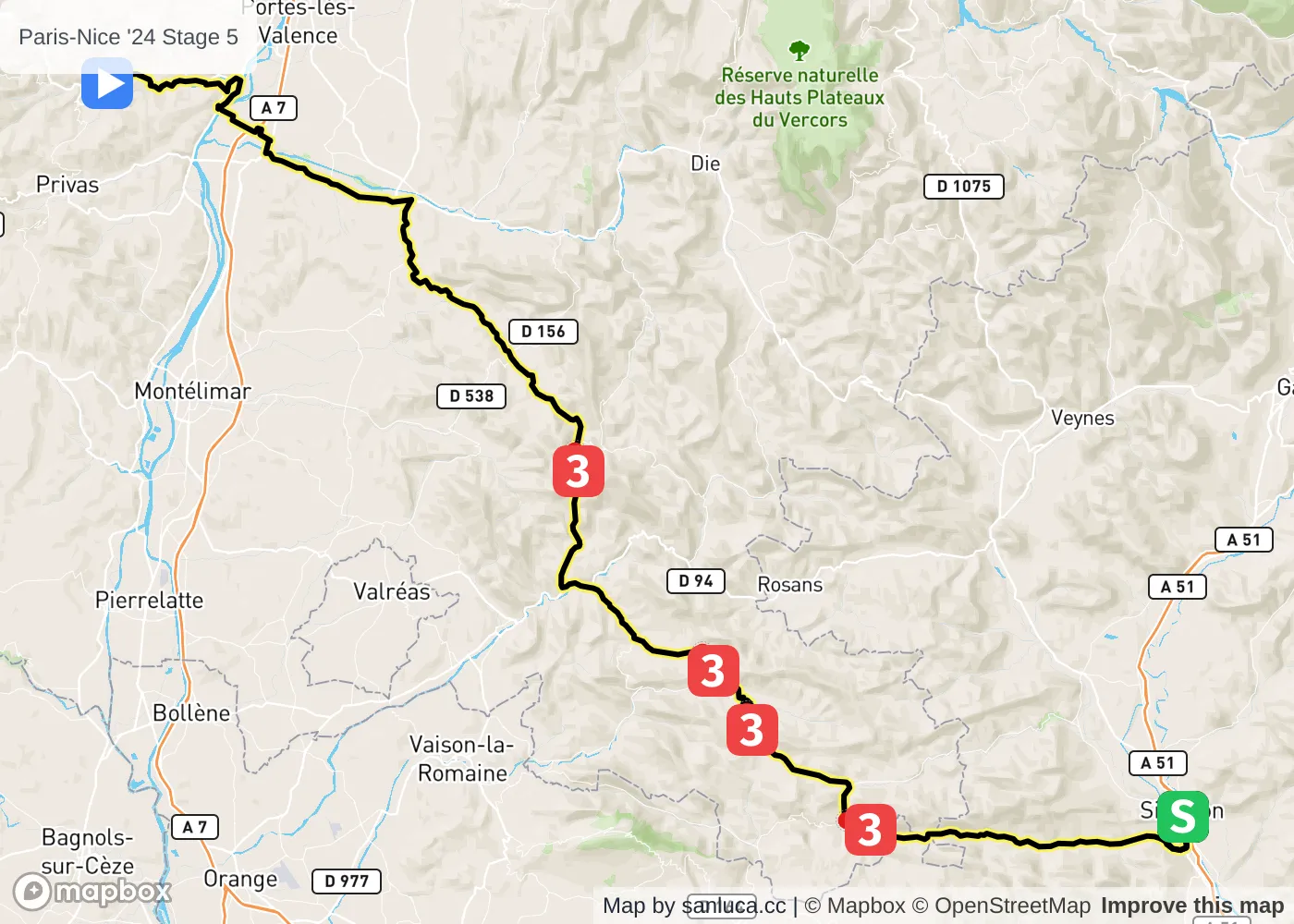 map of the route