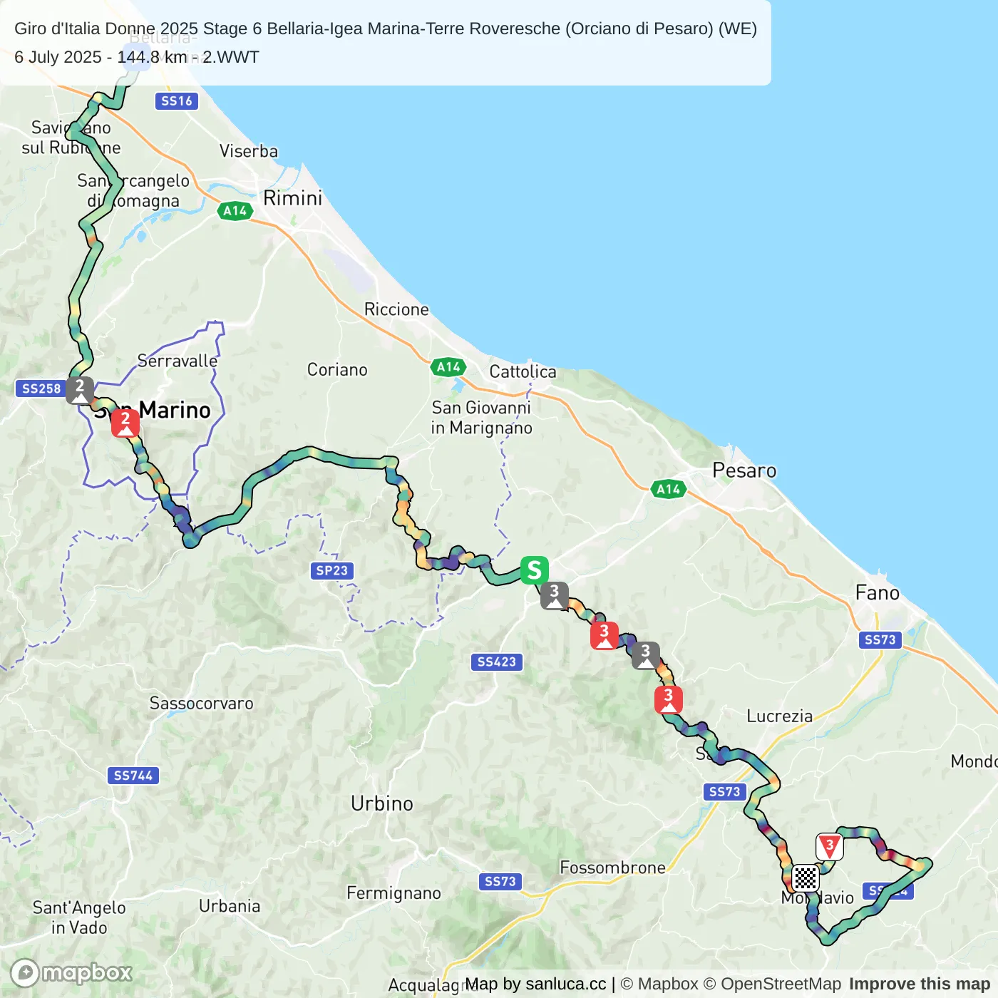 map of the route