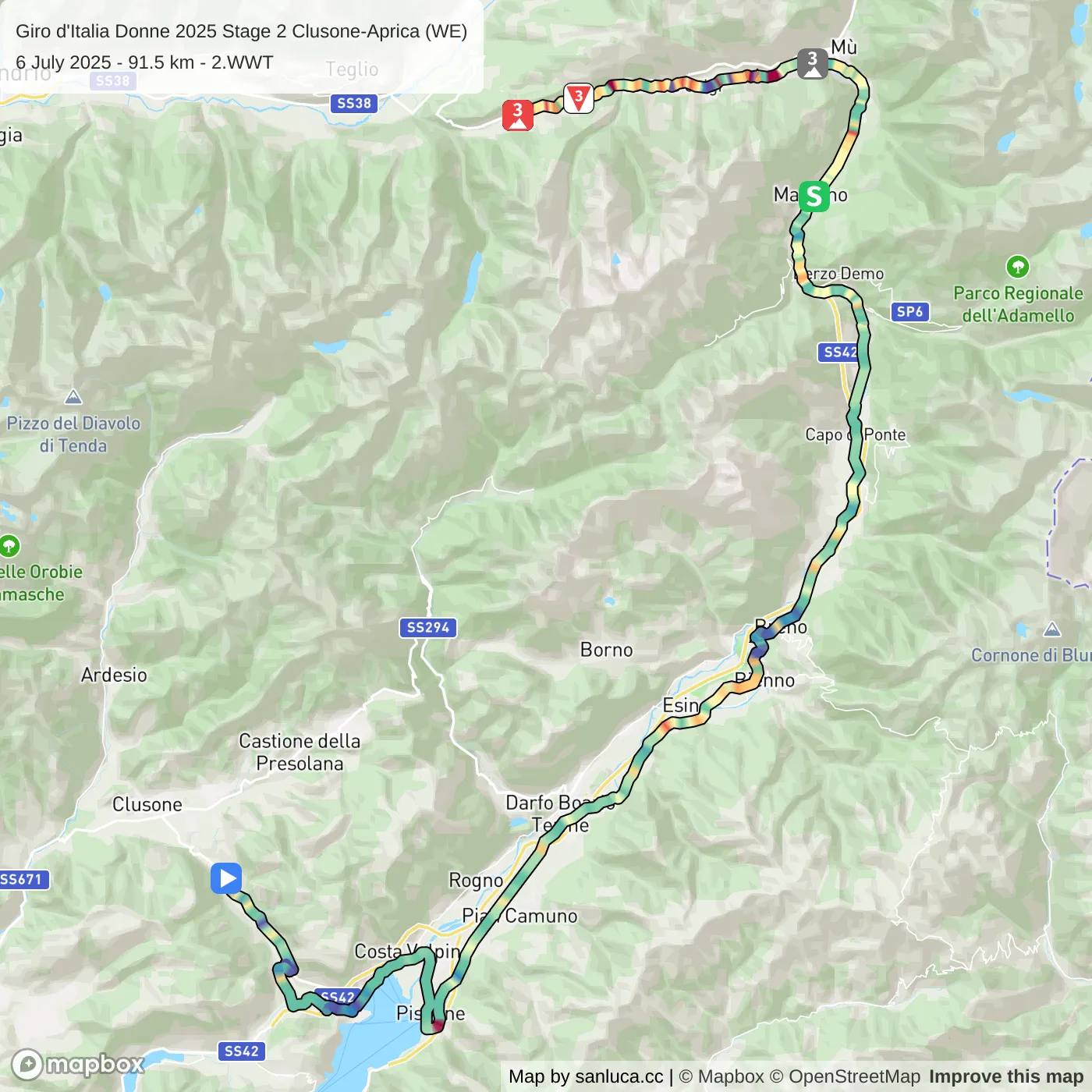 map of the route