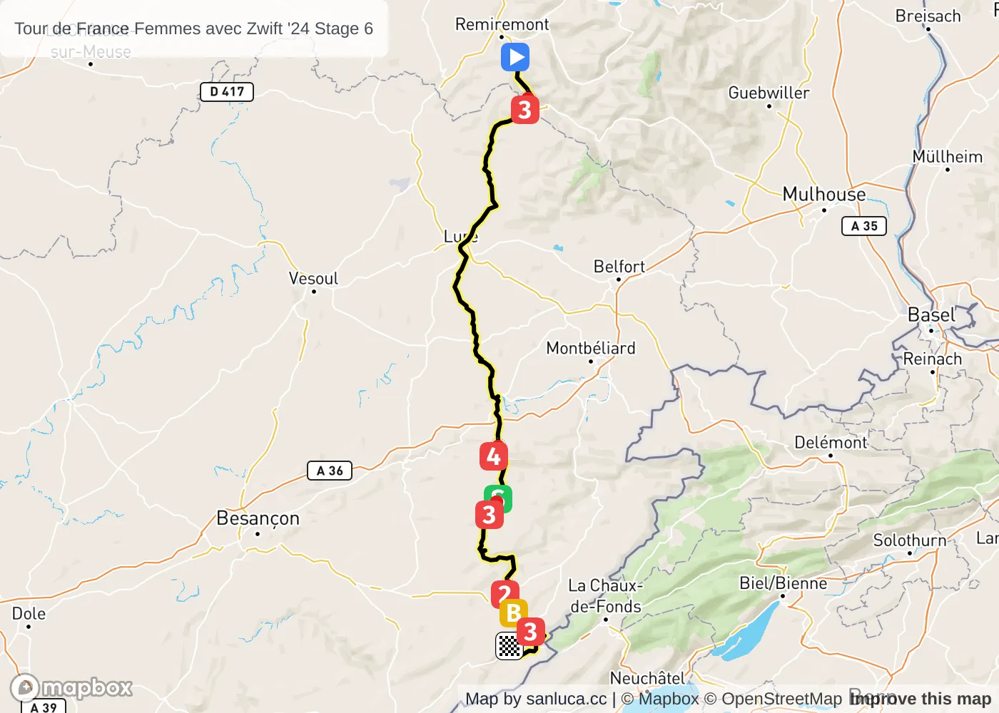 map of the route