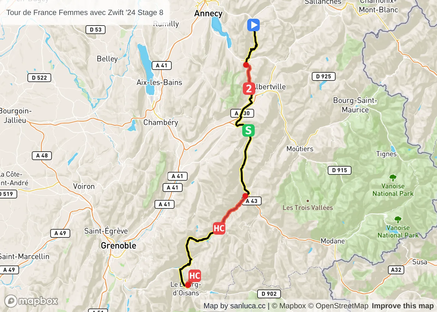map of the route
