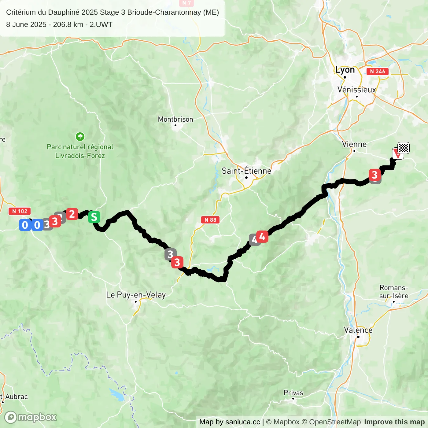 map of the route
