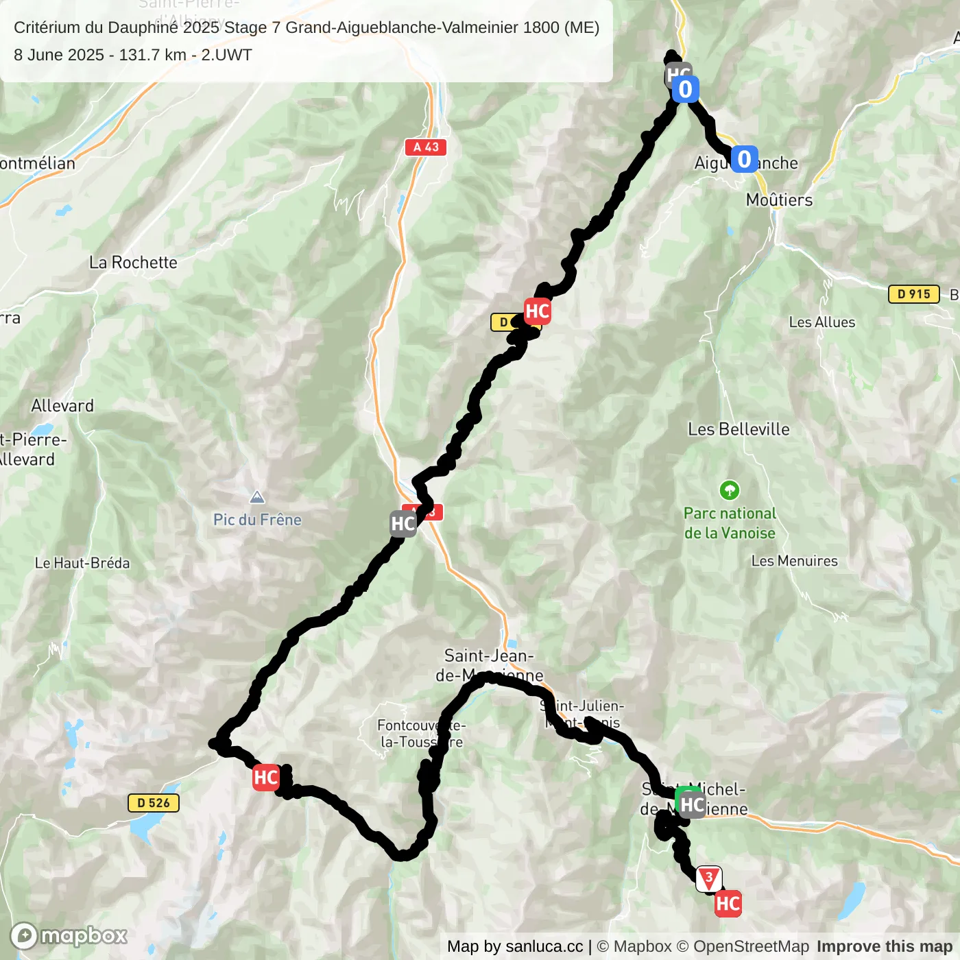 map of the route
