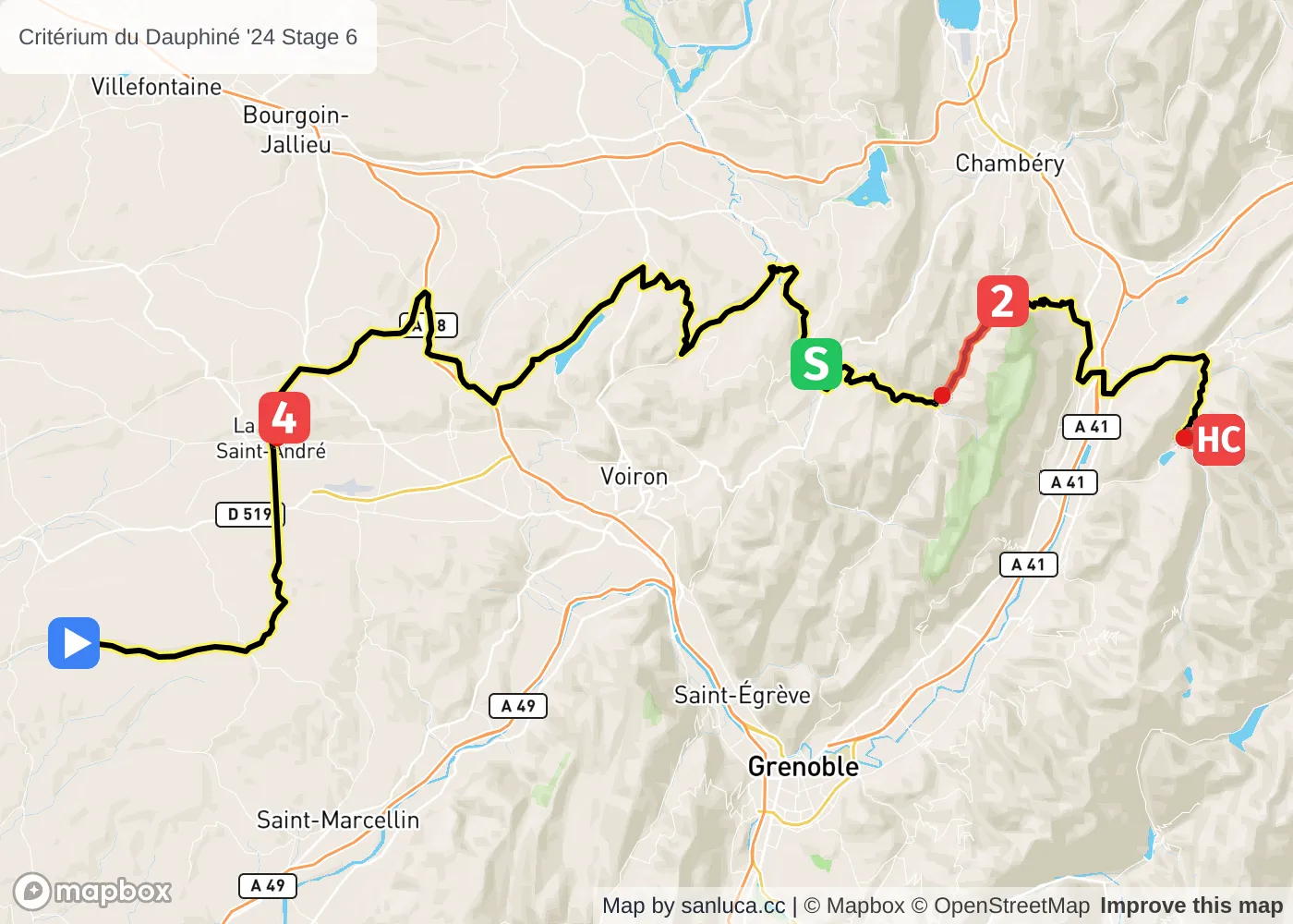 map of the route